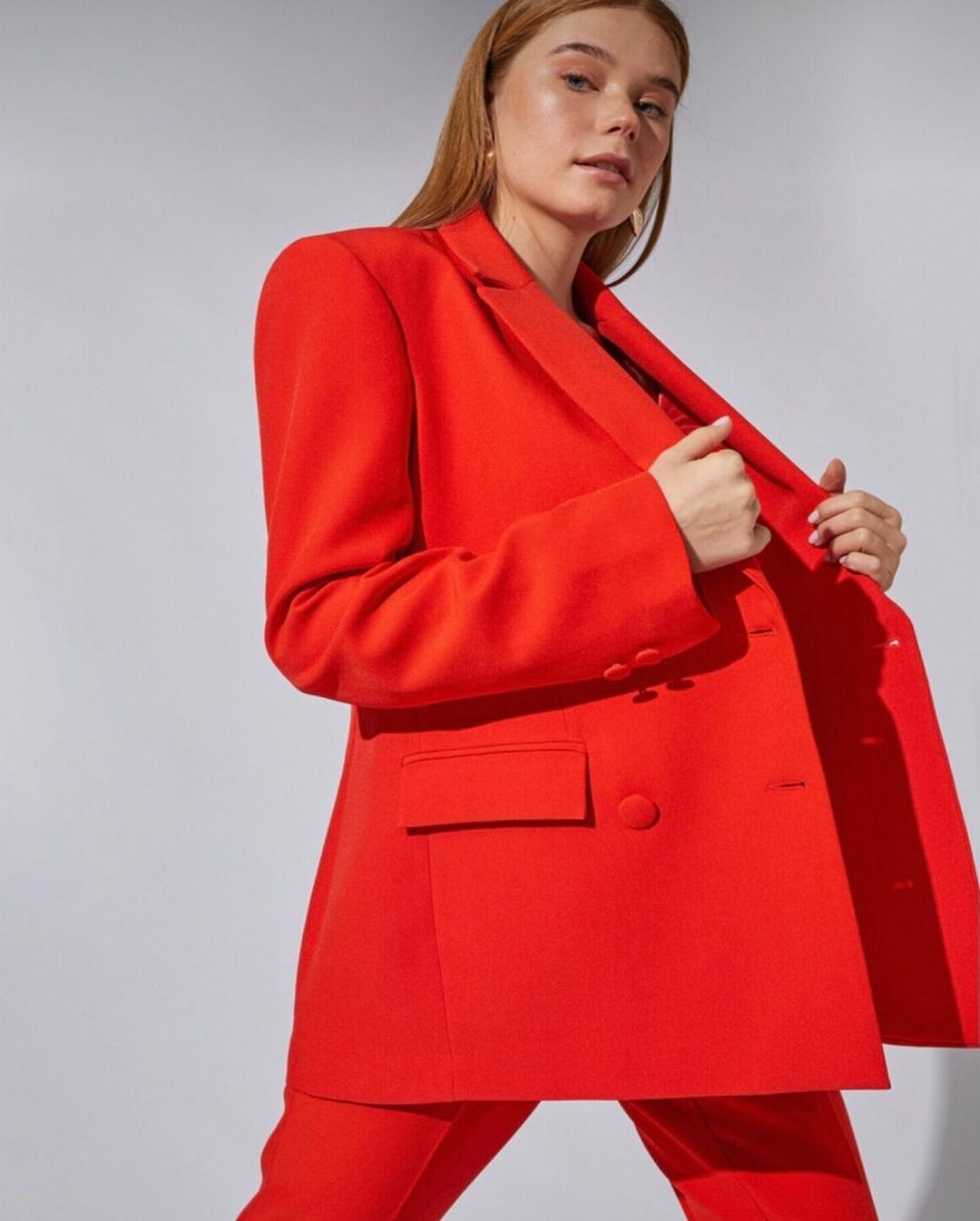 Blazer rojo de verano para mujer, traje de calle, holgado, para fiesta de noche, boda, 2 piezas 