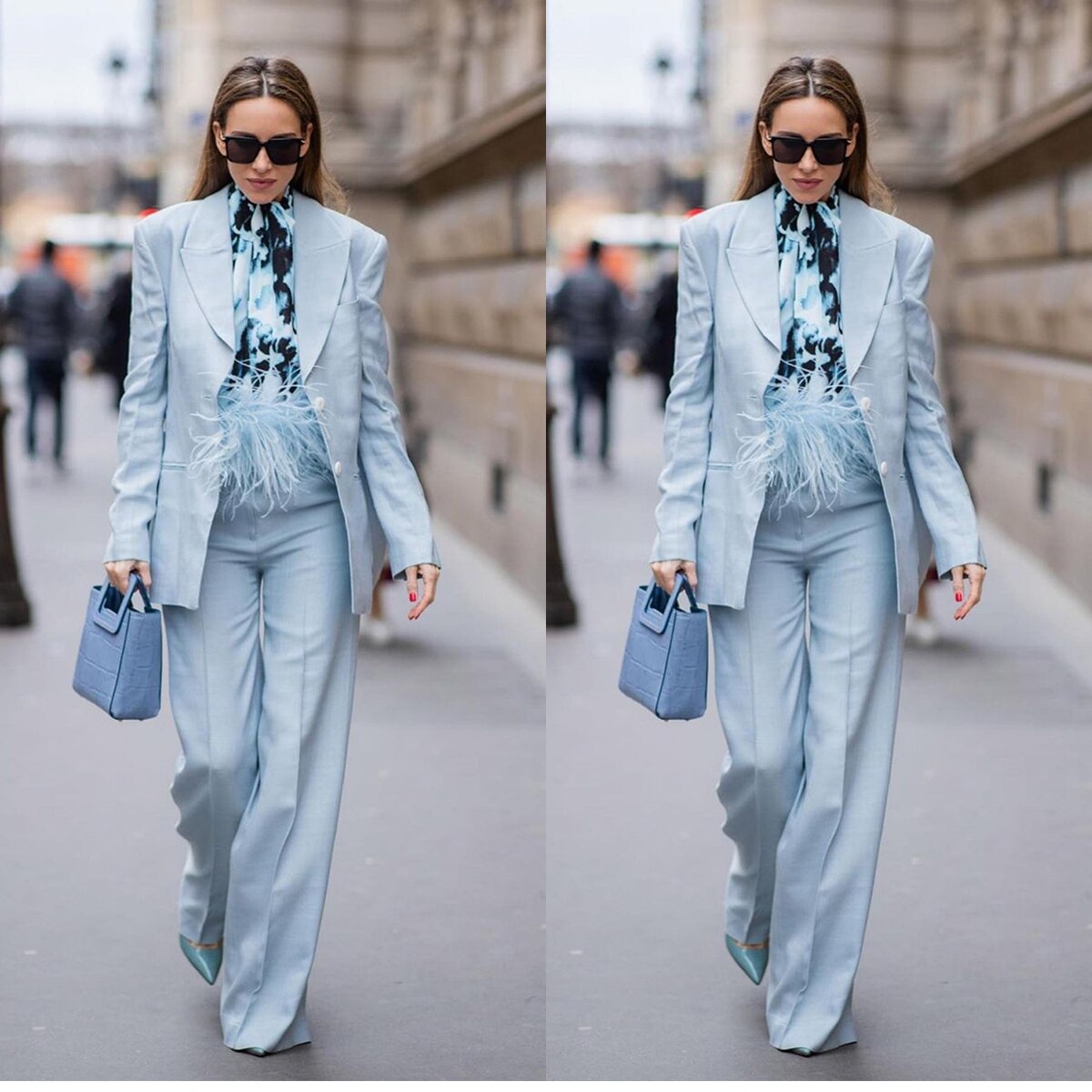 Traje de pantalón azul cielo de verano para mujer, chaqueta a medida, para graduación, boda, 2 piezas (chaqueta + pantalón) 