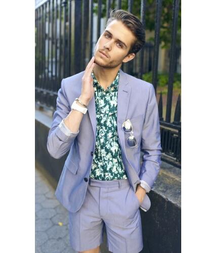 Traje morado para hombre con pantalón corto, 2 piezas (chaqueta + pantalón), para boda, graduación, estilo informal, esmoquin ajustado para novio, blazer. 