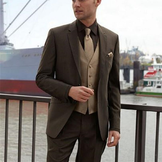 Costume Homme Groom Tuxedos Men Suits Wedding Prom Dinner Best Man Blazer 3 Pcs (Jacket+Pants+Vest)