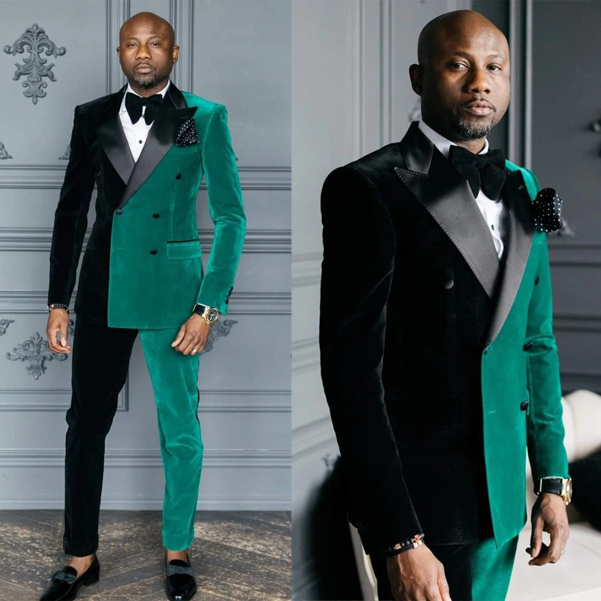 Esmoquin de boda para hombre, hecho a medida, de terciopelo con solapa de pico, chaqueta para hombre, traje formal para fiesta de graduación, 2 piezas 