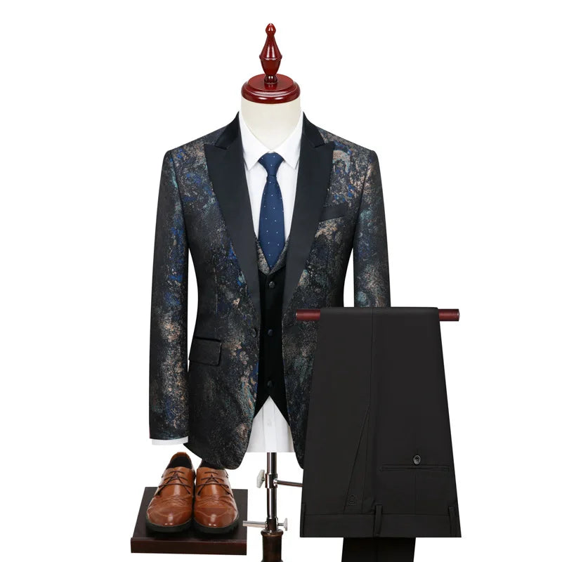 Vestido de novia de jacquard para hombre, traje de novio, vestido de novia de tres piezas, traje de hombre