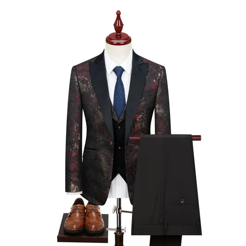Vestido de novia de jacquard para hombre, traje de novio, vestido de novia de tres piezas, traje de hombre