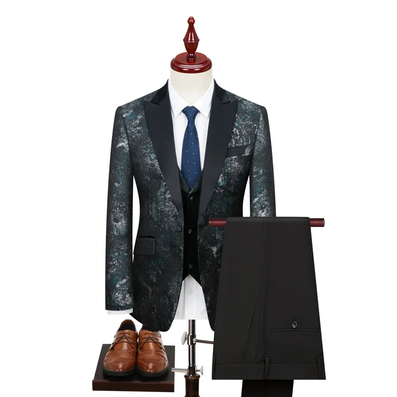 Vestido de novia de jacquard para hombre, traje de novio, vestido de novia de tres piezas, traje de hombre