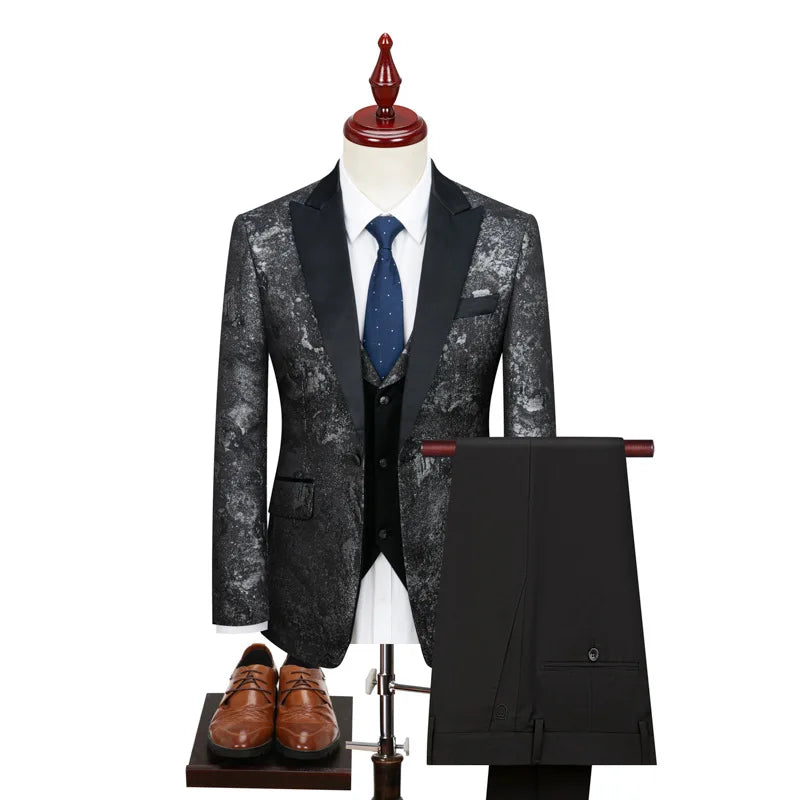 Vestido de novia de jacquard para hombre, traje de novio, vestido de novia de tres piezas, traje de hombre