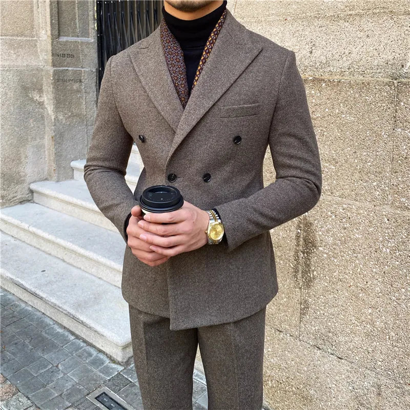Costume de mariage pour homme, costume formel décontracté à double boutonnage, 2 pièces, pour bureau, travail, fête, bal de promo 