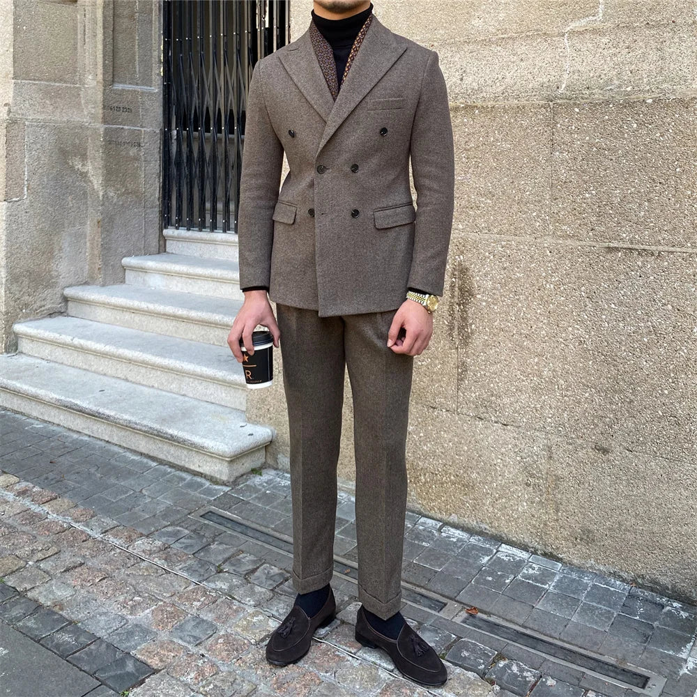 Costume de mariage pour homme, costume formel décontracté à double boutonnage, 2 pièces, pour bureau, travail, fête, bal de promo 