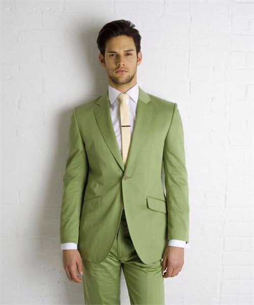 Men's Green 2-Piece Blazer Suit with Tie for Wedding (Jacket, Pants)