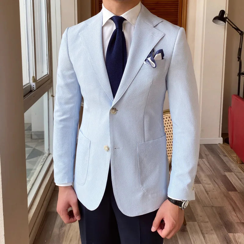 Traje de novio Royal Blazer para hombre, corte entallado, para fiesta, oficina, traje de un solo botón, chaqueta de traje para hombre, esmoquin para hombre 