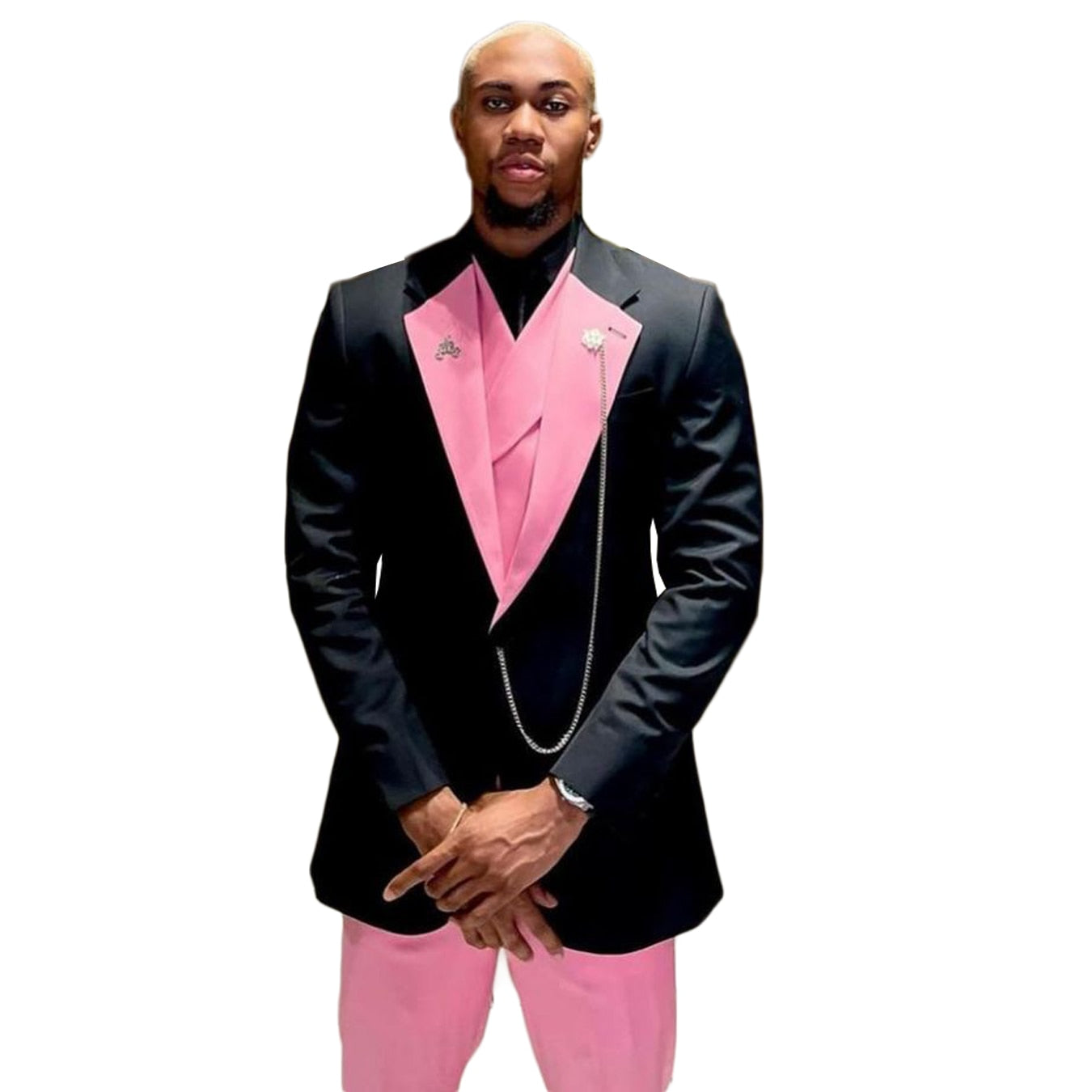 Unique Black Men Suit One Button Tailor-Made Three-Pieces Jacket Vest Pants Designer Groom Formal Occasion Party Costume Made