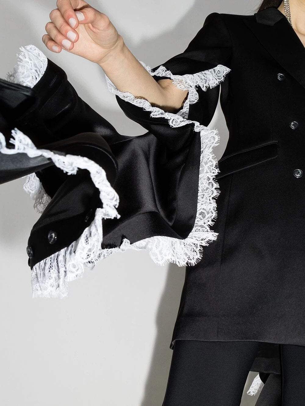 Diseño único, blazer negro para mujer, trajes ajustados de encaje para madre de la novia, esmoquin para fiesta de graduación, invitada, ropa de boda, 2 piezas 