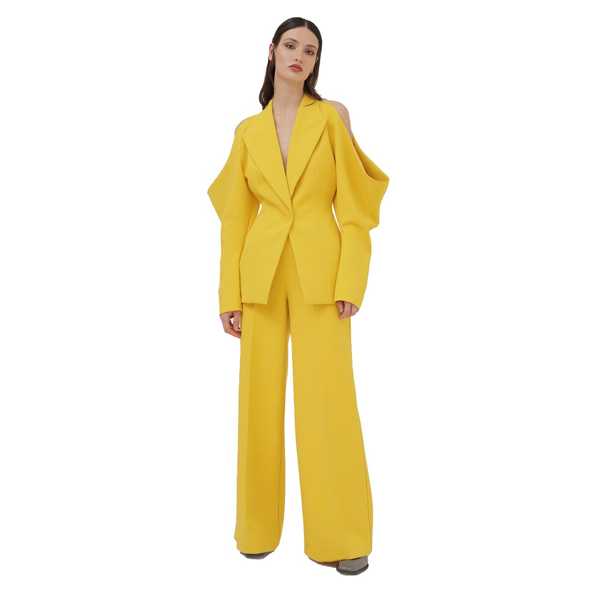 Unique Design Yellow Women Pants Suits Leisure Loose Mother Of The Bride Suit Evening Party Blazer Guest Wear 2 Pieces