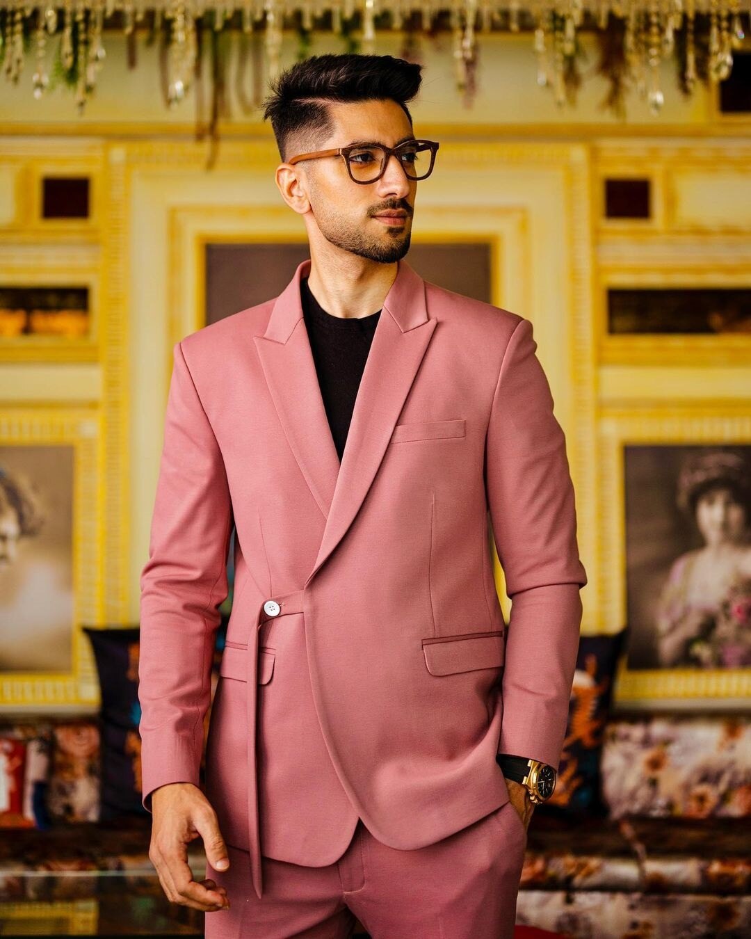 Costume classique rose unique pour homme, veste deux pièces sur mesure à un bouton, pantalon, costume de créateur pour occasion formelle 