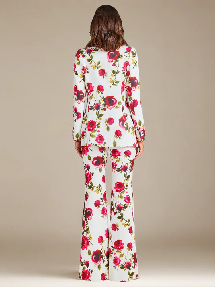 Conjunto de tres piezas estampado para mujer, blazer de manga larga con solapa y cuello en V, chaleco sin mangas, pantalones de cintura alta, conjuntos casuales para mujer, nuevo
