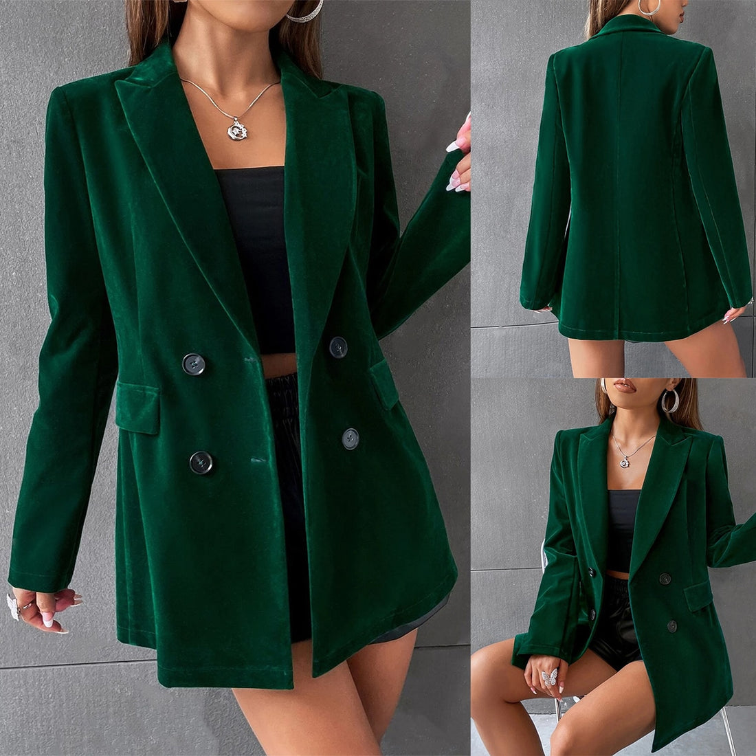 Robe blazer en velours pour femme, nouvelle veste de printemps à manches longues, style formel, bureau, croisé, blanc et noir 
