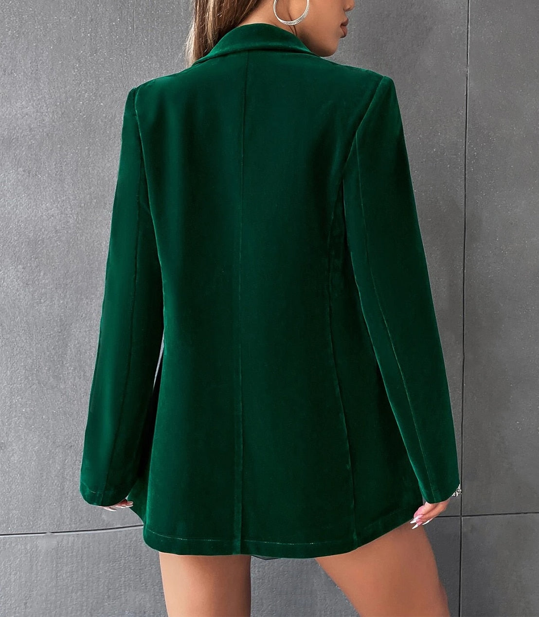 Vestido blazer de terciopelo para mujer, nuevo vestido de primavera, chaqueta de manga larga, formal, de oficina, cruzado, blanco y negro 