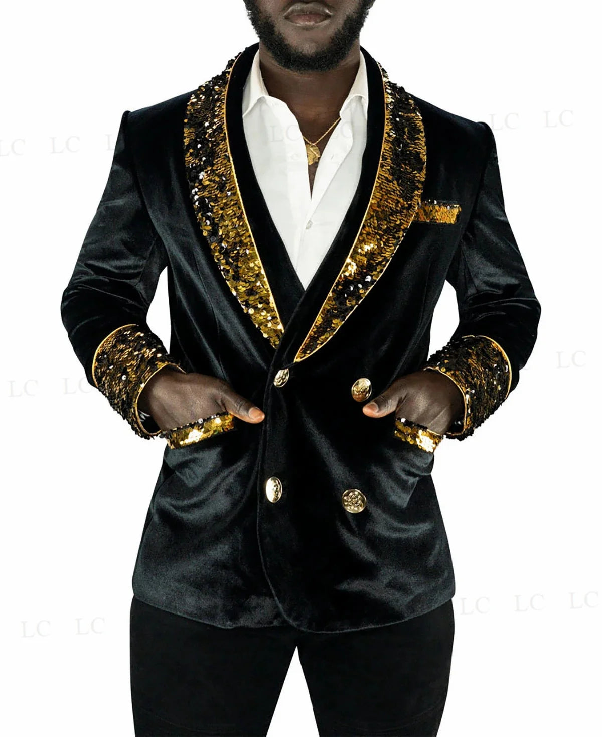 Costume une pièce en velours pour homme, blazer à paillettes, élégant, à la mode, formel, bal, mariage, marié, grande taille, sur mesure