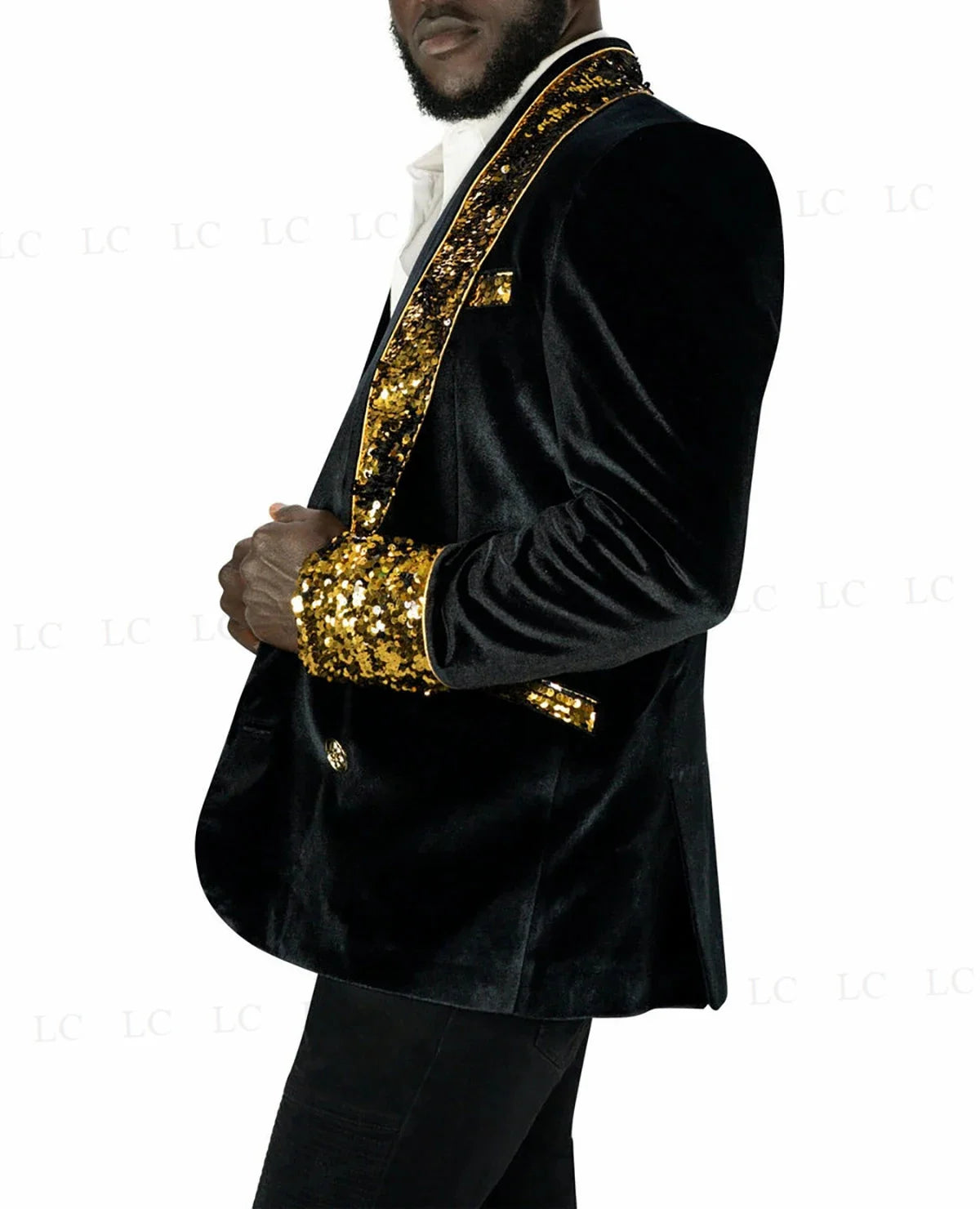 Velvet Exquisite One Piece Sequins Appliques Blazer Men Suits Tuxedo Fashion Formal Prom Wedding Groom Plus Size Custom Made