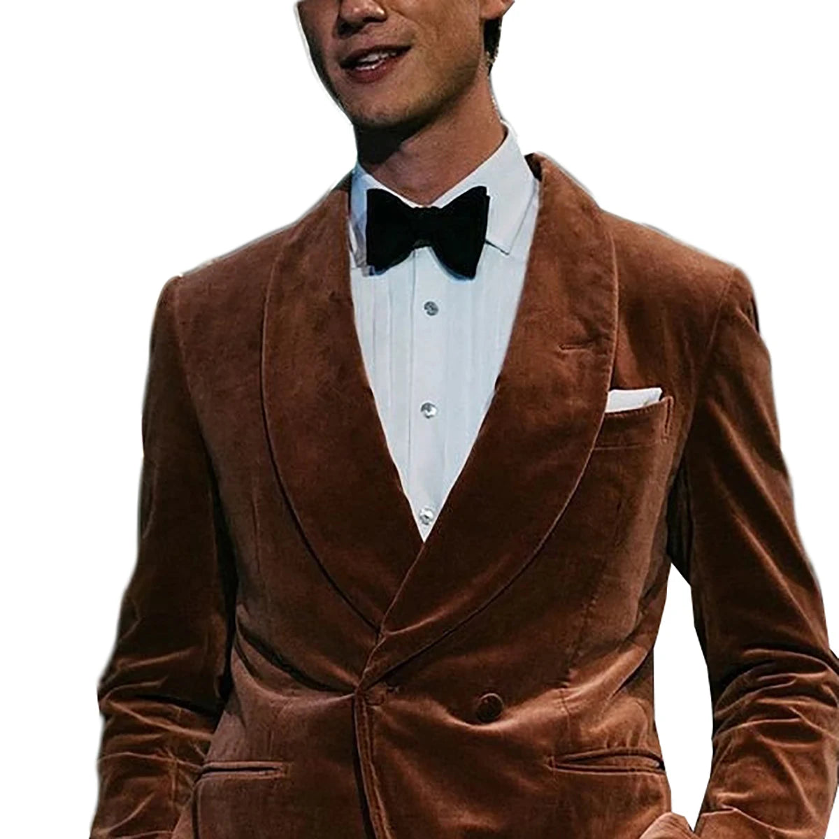 Velvet Groom Tuxedos Double Breasted Shawl Lapel Men Blazer Groomsmen Men Slim Fit Wedding Coat Only One Jacket