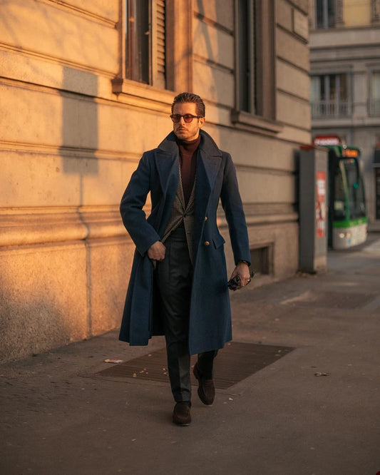 Manteau en laine noir vintage style anglais pour homme, épais, sur mesure, avec revers pointu et poches, décontracté, chaud, pour l'hiver 