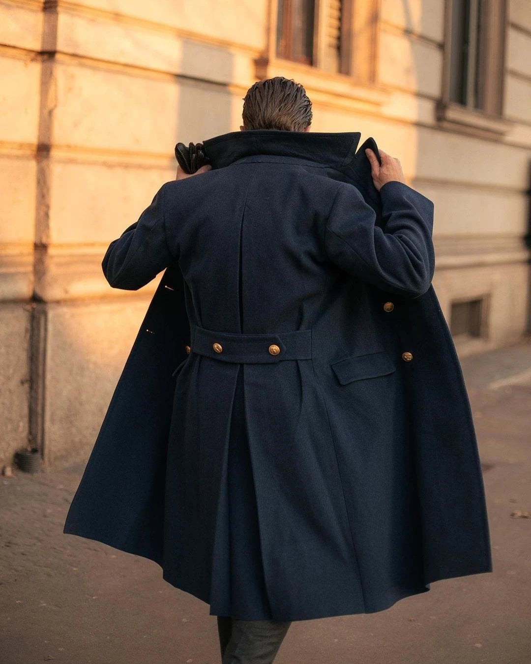 Manteau en laine noir vintage style anglais pour homme, épais, sur mesure, avec revers pointu et poches, décontracté, chaud, pour l'hiver 