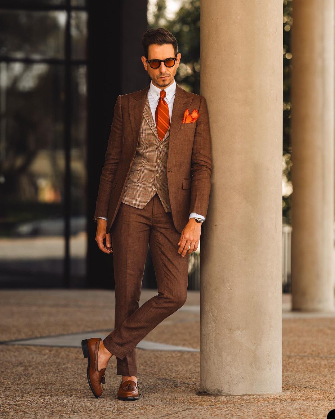 Costume de mariage deux pièces vintage marron pour homme, coupe cintrée, veste de marié sur mesure (manteau + pantalon) 