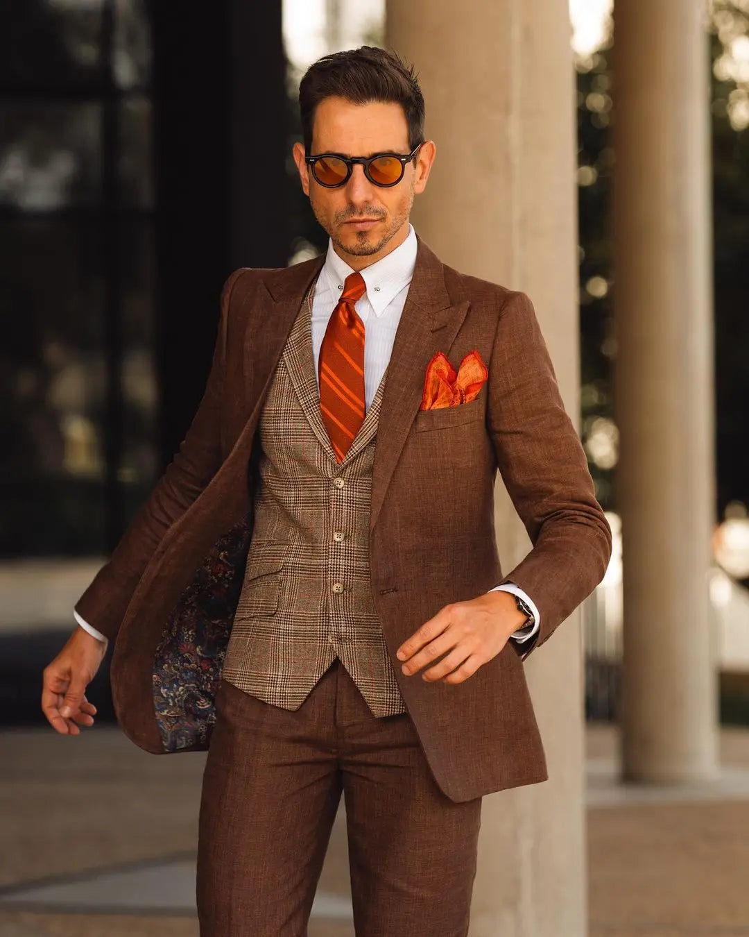 Costume de mariage classique deux pièces pour homme, coupe slim, marron vintage, veste de marié sur mesure, smoking de fête (manteau + pantalon)