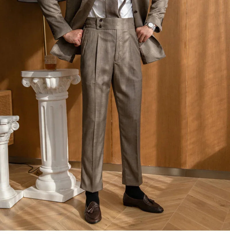 Costume croisé marron pour homme, coupe ajustée, revers en pointe, tenue d'affaires