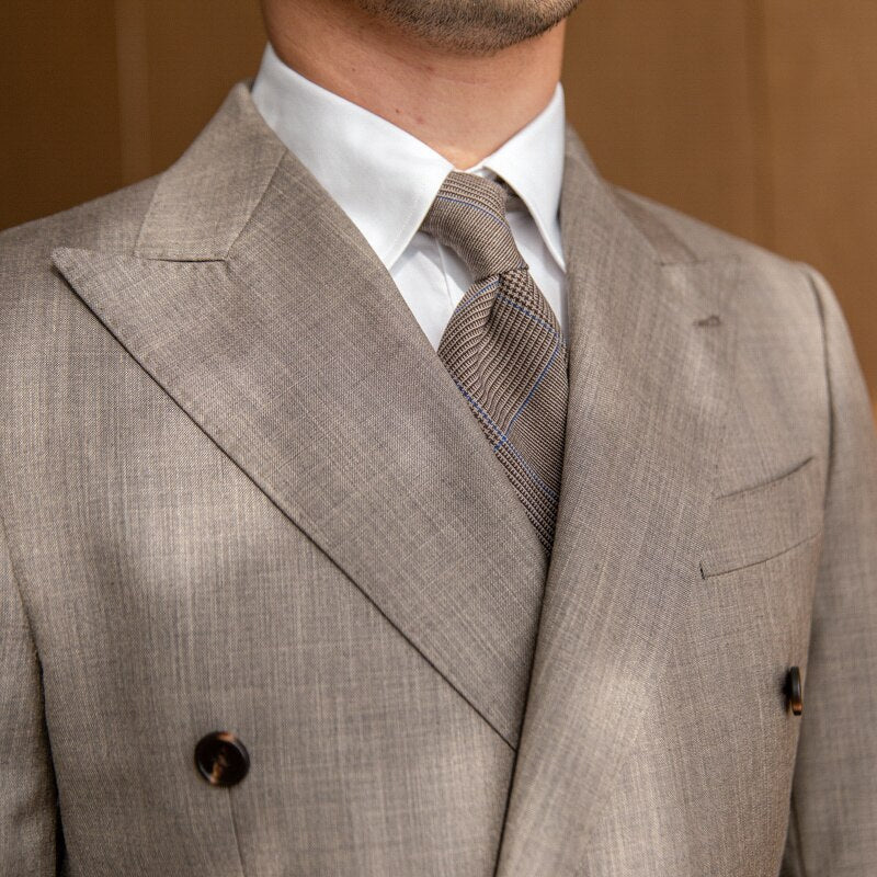 Costume de créateur vintage à double boutonnage deux pièces pour mariage, fête, marié, banquet, homme, coupe cintrée 