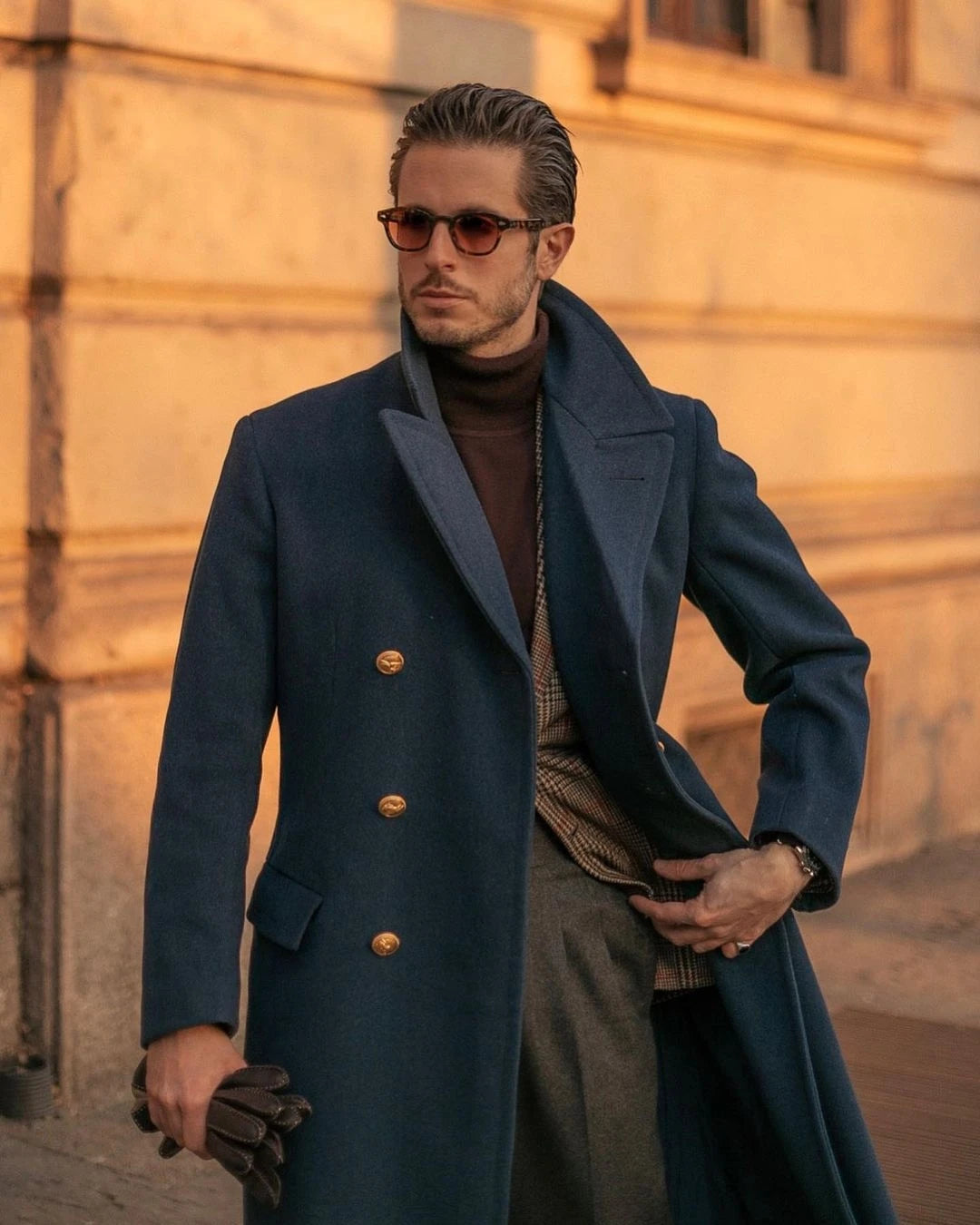 Manteau en laine style vintage anglais pour homme, épais, sur mesure, avec revers pointu et poches, décontracté, chaud, pour l'hiver