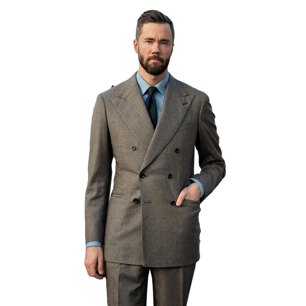 Costume vintage pour homme, smoking sur mesure, deux pièces, veste et pantalon à chevrons, costume de chanteur pour fête de mariage 