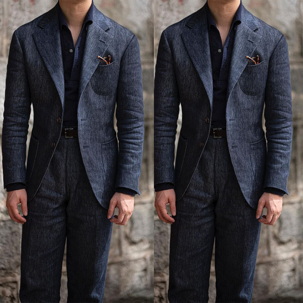 Costumes vintage pour hommes avec deux pièces à revers châle, smokings sur mesure pour occasions formelles, veste et pantalon