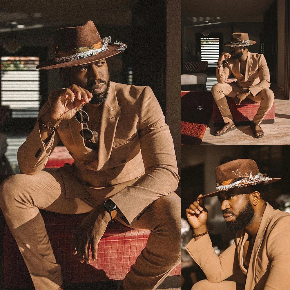 Conjunto de 2 piezas (chaqueta y pantalón) de esmoquin vintage para hombre, estilo vaquero occidental, cruzado, retro, hecho a medida.