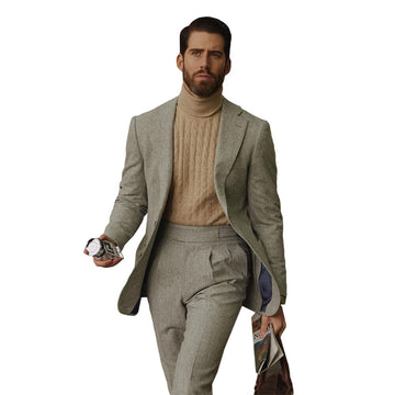 Costumes vintage pour hommes, costumes deux pièces, veste et pantalon d'affaires, smokings de mariage en mélange de laine sur mesure, nouveautés d'hiver