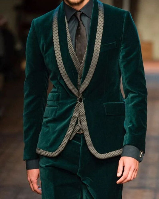 Costumes vintage pour hommes, costume 2 pièces en velours, coupe sur mesure authentique, smoking de mariage classique vintage 