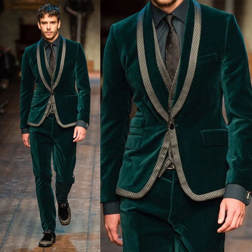 Trajes vintage para hombre, traje de terciopelo de 2 piezas, auténtico, a medida, clásico, vintage, para boda. 