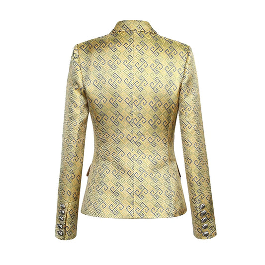 Vintage Mock Suit Coat Slim Long Sleeve Fashion OL Commuter Women's Suit Elegant Formal Dress