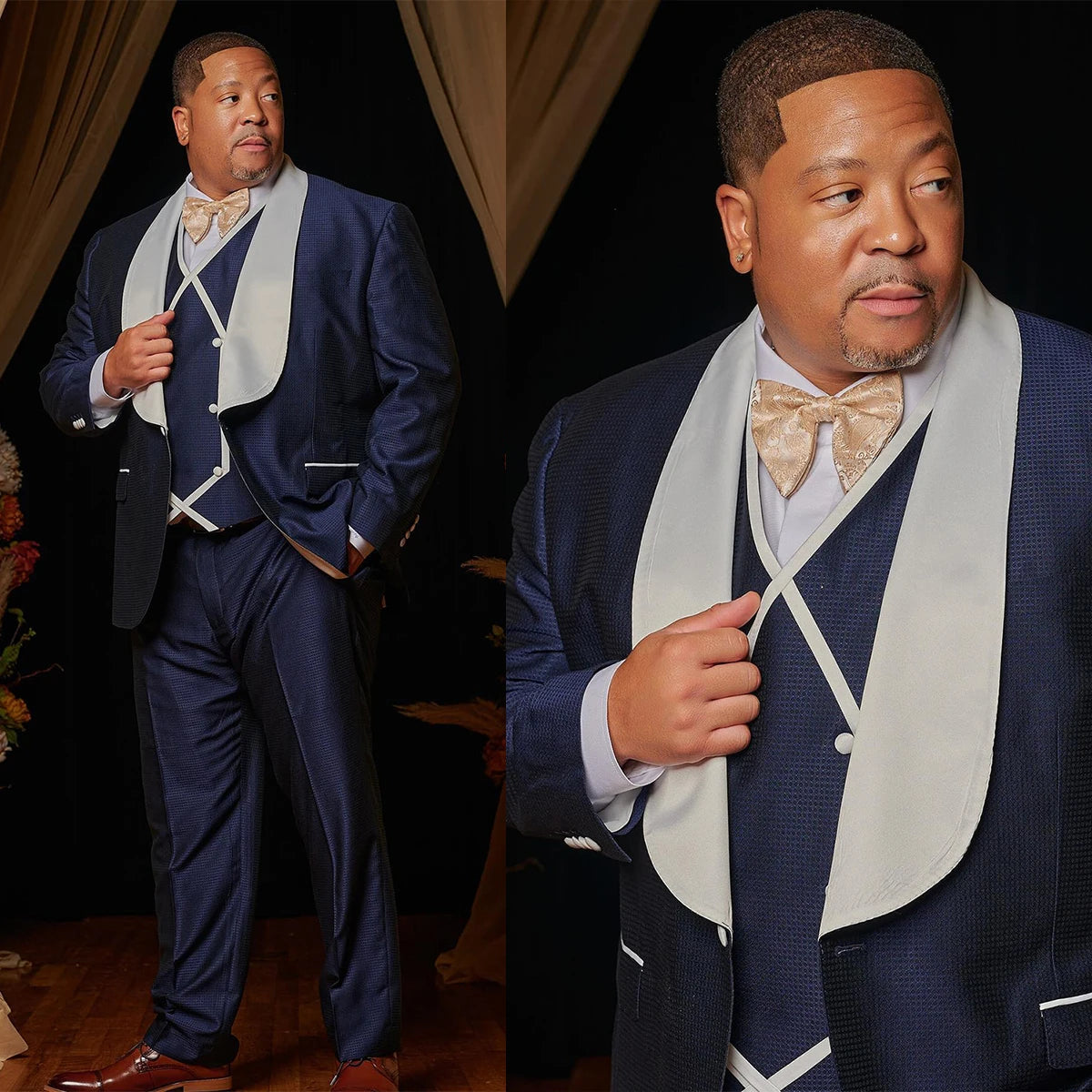 Vintage Wedding Mens Tuxedos Shawl Lapel Groom Wear 3 Pieces Prom Evening Party For Male Custom Made(Jacket+Pants+Vest)