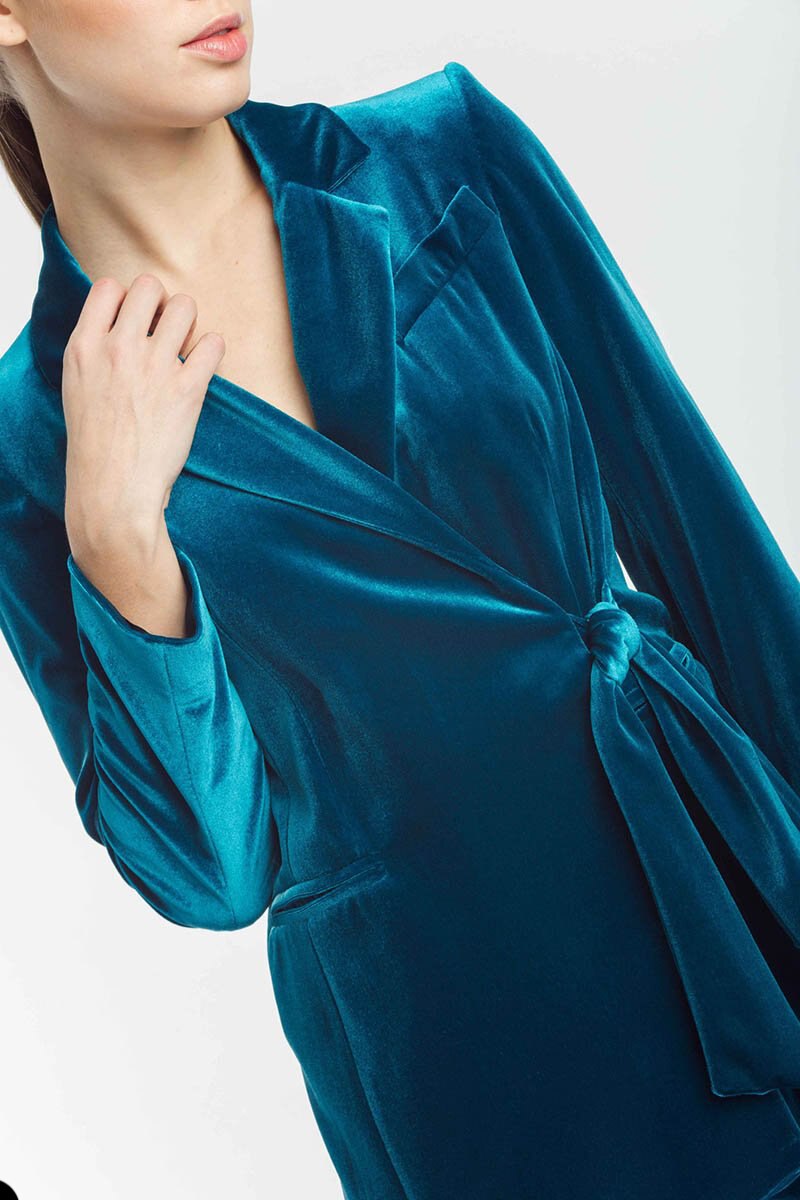 Traje formal de terciopelo cálido para mujer, chaqueta de manga larga, abrigo, pantalones ajustados informales, conjunto de 2 piezas 