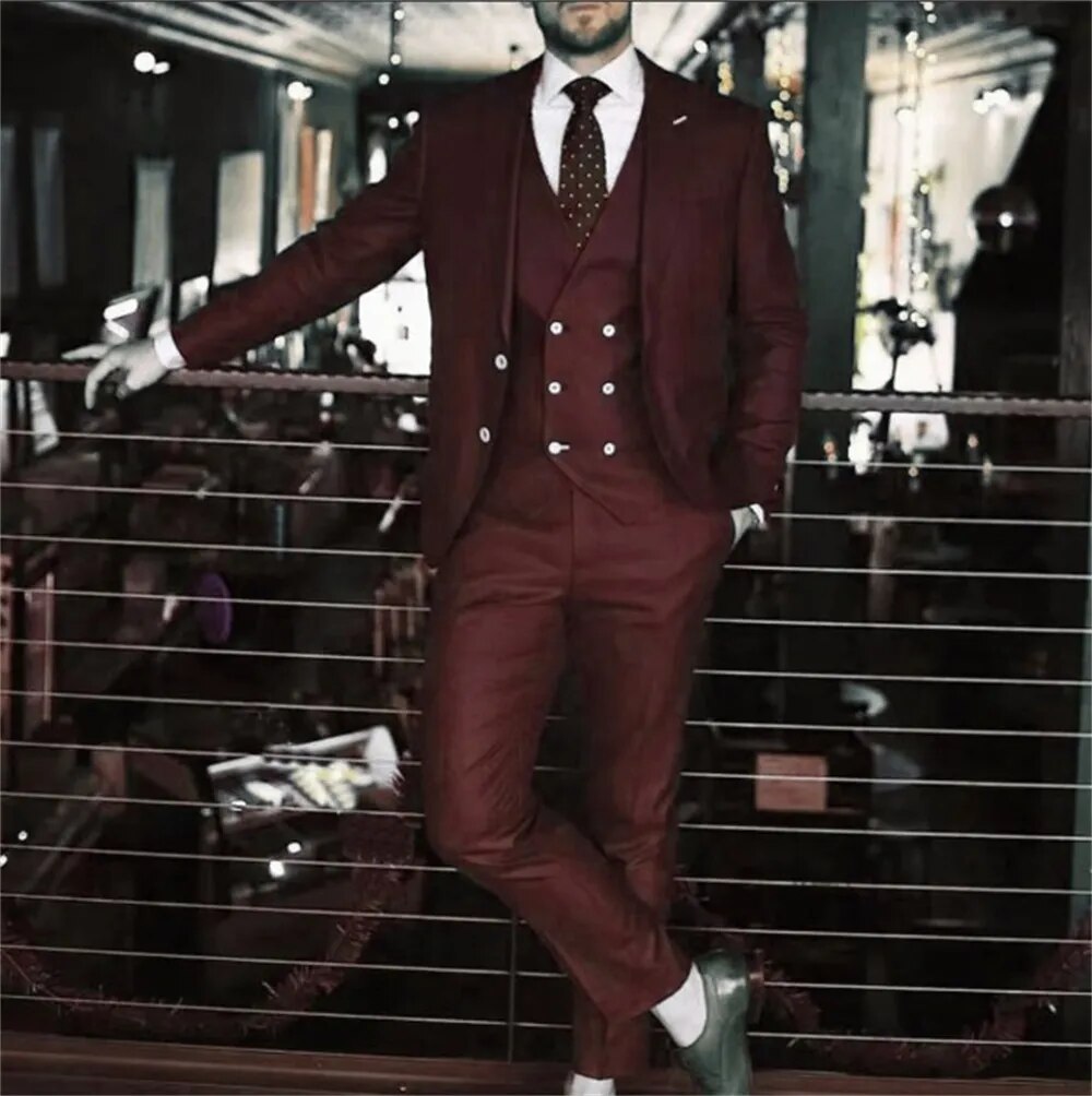 Vestido de novia para hombre, trajes de fantasía para adultos, vestidos de fiesta, vestidos de noche de lujo, traje italiano de tres piezas para hombre.