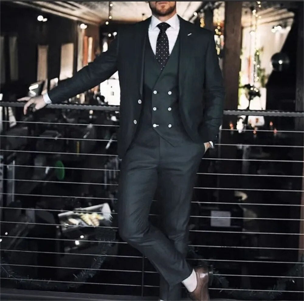 Vestido de novia para hombre, trajes de fantasía para adultos, vestidos de fiesta, vestidos de noche de lujo, traje italiano de tres piezas para hombre.
