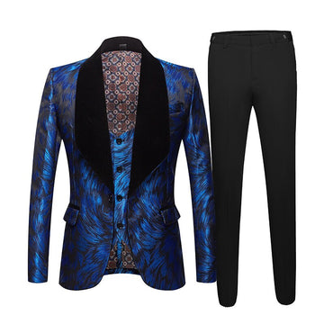 Wedding Dress Men Suits For Wedding Groom Tuxedos Business Suits Party Suits Dinner Suit 3Piece Printed Suit(Jacket+Pants+Vest)