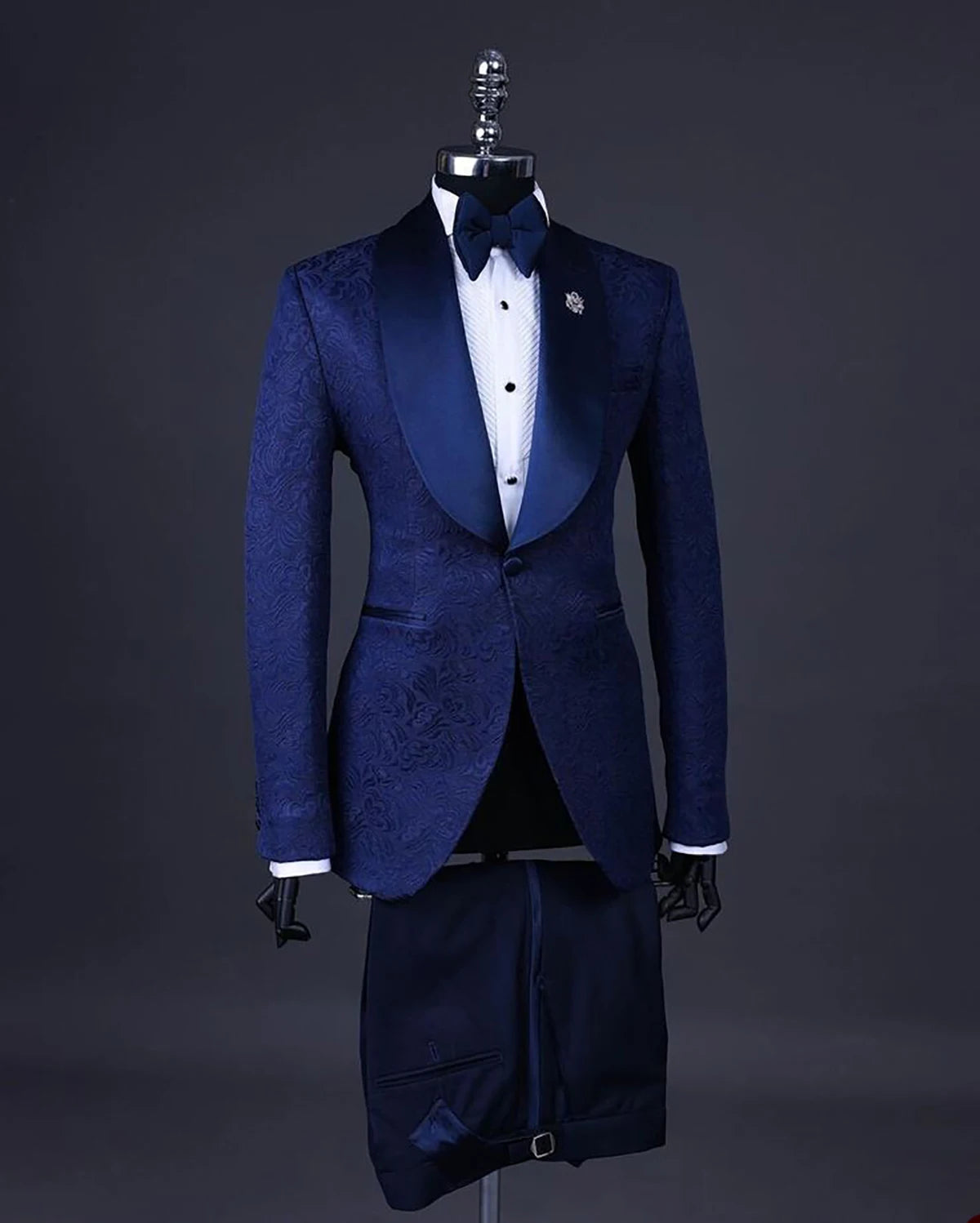 Elegant Men's Jacquard Wedding Suit Set with Shawl Lapel, Custom Tailored Blazer and Pants for Groom and Best Man
