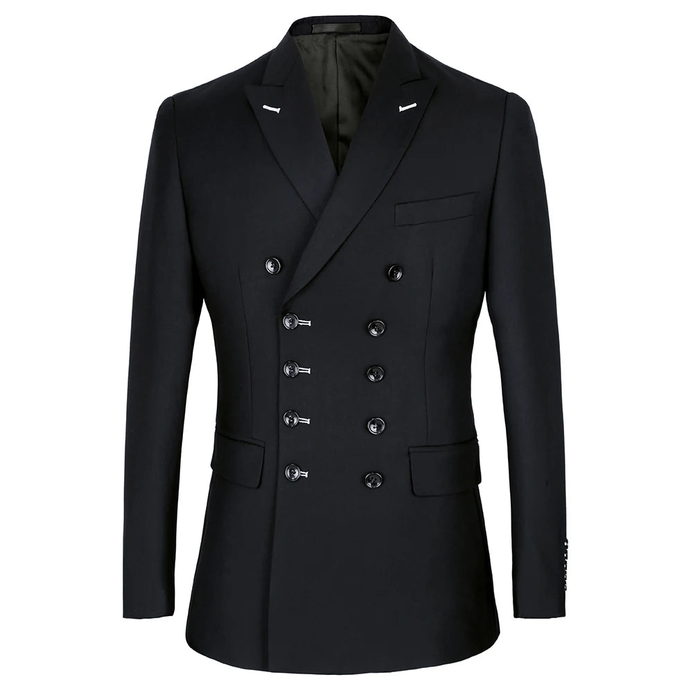Costume de mariage 2 pièces croisé pour homme, smoking de marié, coupe slim, revers en pointe, veste et pantalon pour affaires