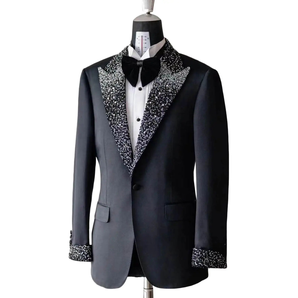 Blazer de smoking glamour pour homme avec revers pointus perlés, coupe sur mesure pour les occasions formelles et décontractées, grande taille disponible