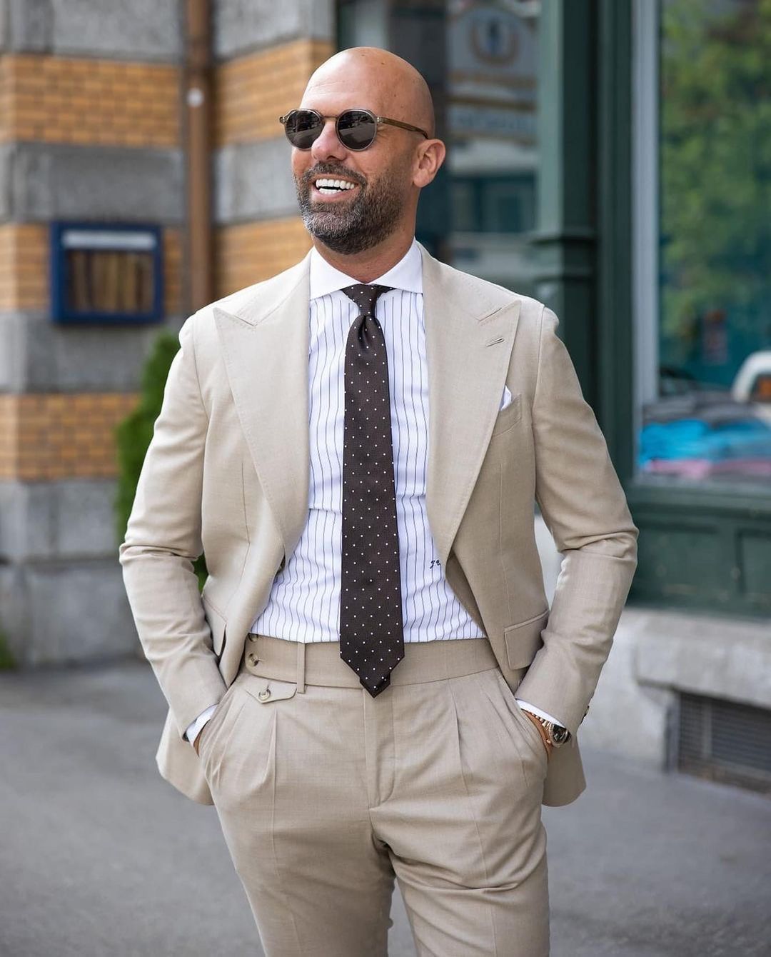 Men's Beige One Button Slim Fit Plus Size 2-Piece Wedding Tuxedo Suit Set