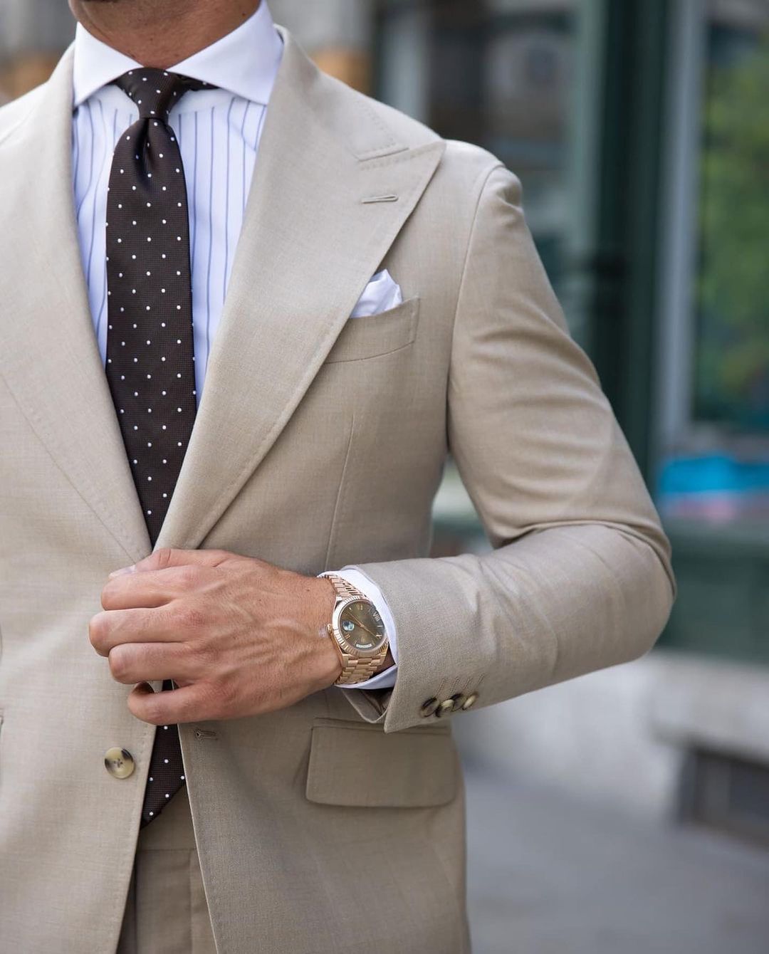 Men's Beige One Button Slim Fit Plus Size 2-Piece Wedding Tuxedo Suit Set