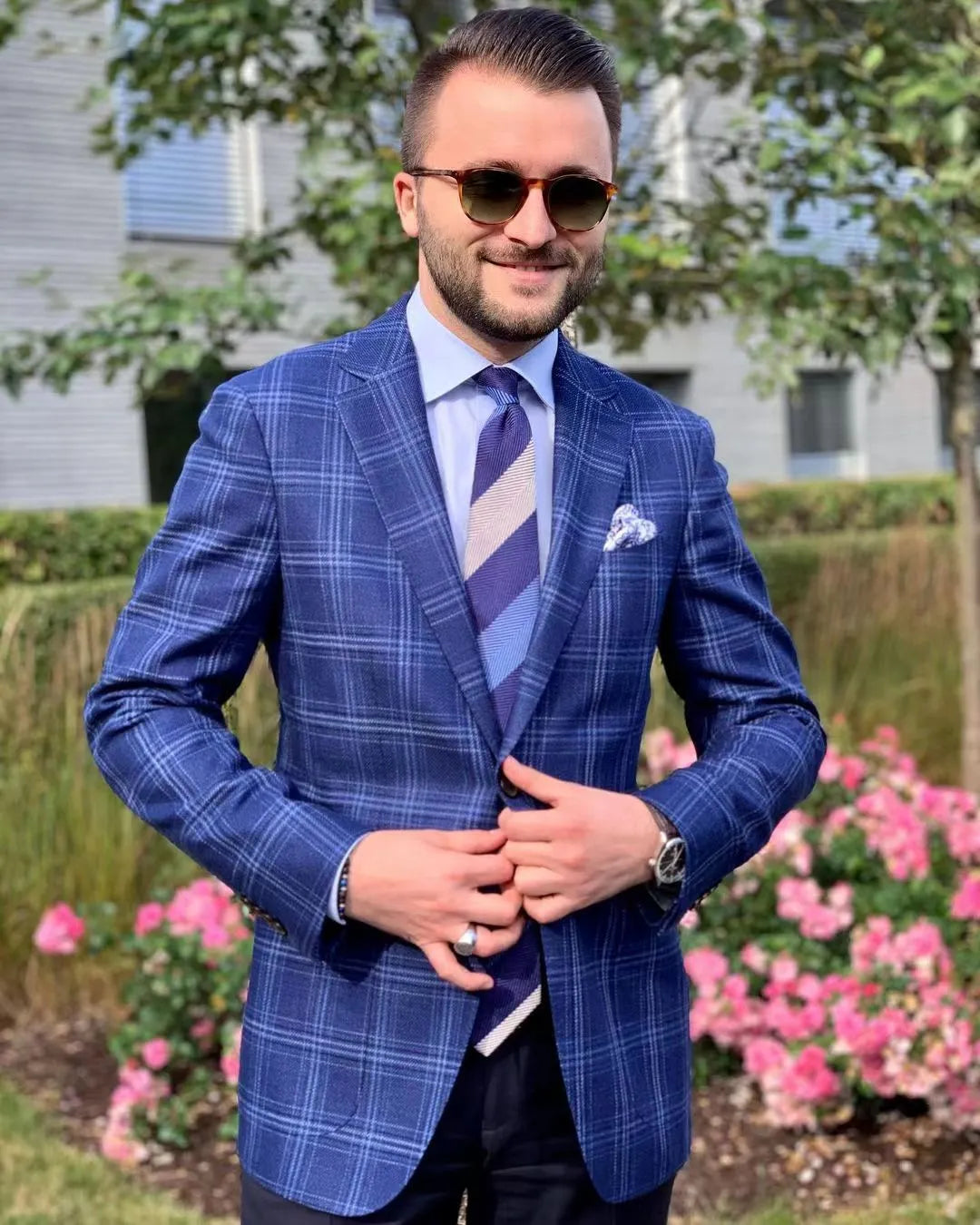 Costumes de mariage pour hommes, slim, gris, rayures, smoking, ensemble blazer, vêtements personnalisés, 2 pièces (veste + pantalon) 