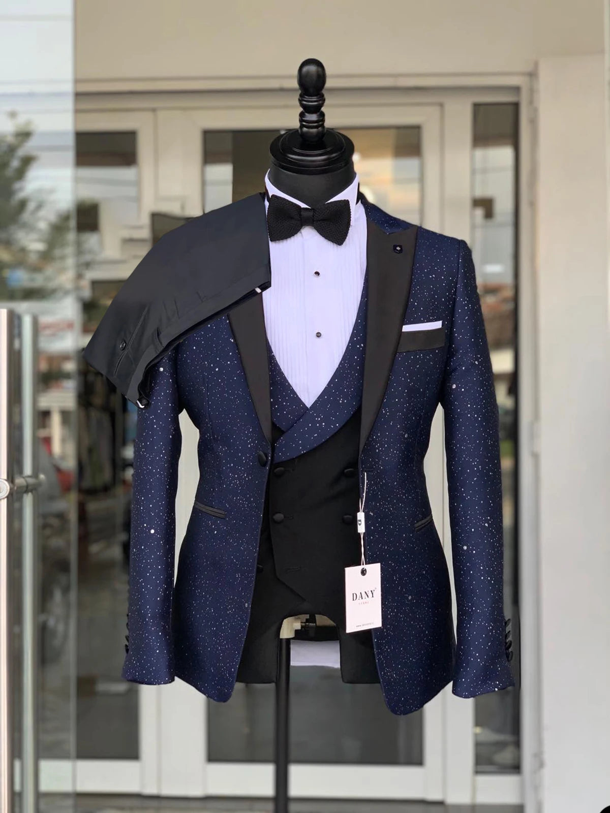 Men's Shimmering Wedding Tuxedo 3 Piece Peaked Lapel One Button Suit, Custom Coat, Vest and Pants