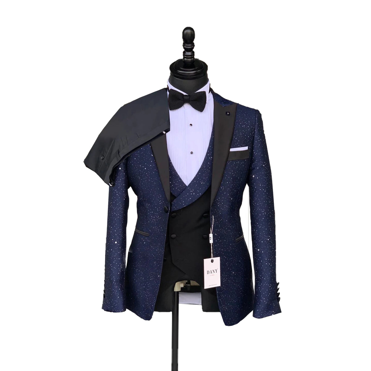 Men's Shimmering Wedding Tuxedo 3 Piece Peaked Lapel One Button Suit, Custom Coat, Vest and Pants